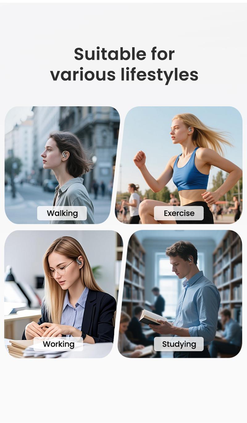 HTC NE50 True Wireless Open Earbuds (OWS), removable battery, long standby time, 134 language translation, Bluetooth 6.0, touch control, lightweight, built-in K microphone, supports music and calls