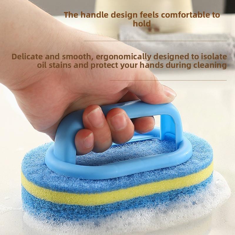Buy one get one free,sponge cleaning brush, 2-pack,ergonomic handle, super soft high quality sponge cleaning brush, household bathroom and kitchen cleaning tool, suitable for bathtubs, sinks, tiles, efficient water absorption cleaning tool.