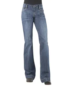 Stetson Women's 214 Medium Wash Pieced Pocket Trouser Leg Jean - 11-054-0214-0808 Bu