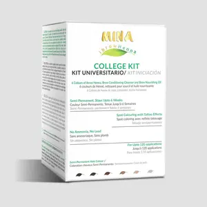 MINA IBROW - HENNA COLLEGE KIT - 6 SHADES (Black, Dark Brown, Medium Brown, Light Brown, Blonde & Ash Blonde)