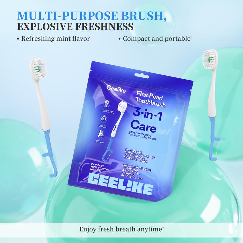 CEELIKE Flex Pearl Toothbrush - Portable Travel Design for Daily & On-the-Go Oral Care