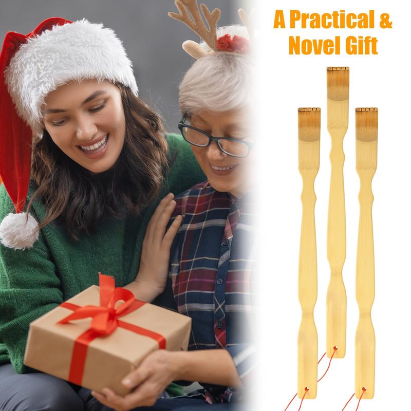 3-Pack Natural Bamboo Back Scratcher Set​ – Traditional Body Care Tool, Gentle on Skin, Multi-Point Massage Heads, Red String for Hanging, Handy for Reaching Hard Spots, Natural Material, Practical Daily Helper, Thoughtful Gift Idea