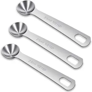 3 Pcs 1/2 Teaspoon (1/2 tsp, 2.5 ml, 2.5cc, 1/12 oz) Measuring Spoons, Stainless Steel Single Measuring Spoon Tablespoon Metal Measure Scoop for Coffee Grains Kitchen Cooking