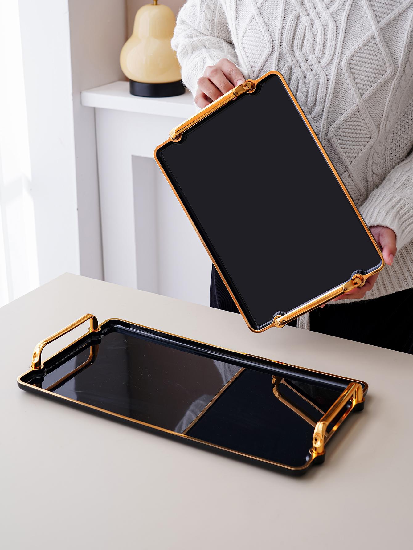 Black Acrylic Serving Tray - Rectangular, Perfect for Kitchen Use, Wedding & Party Decor, Tea Party Setup & Home Display
