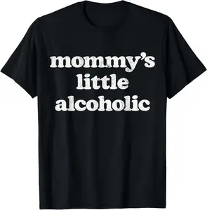 100% Cotton Mommy's Little Alcoholic Funny Drunk Mom Life Alcohol Joke T-Shirt Casual Stylish Tee Casual Wear Clothing