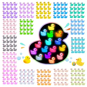 50/155/255pcs Luminous Mini Resin Ducks, Tiny Animals Bulk Glow in The Dark Small Plastic Miniature Ducks Figures for Dollhouse Decor Micro Garden Home Landscape Aquarium Craft Gifts Party Favors Toys Ornaments Light Decorative Decoration Accessory Table