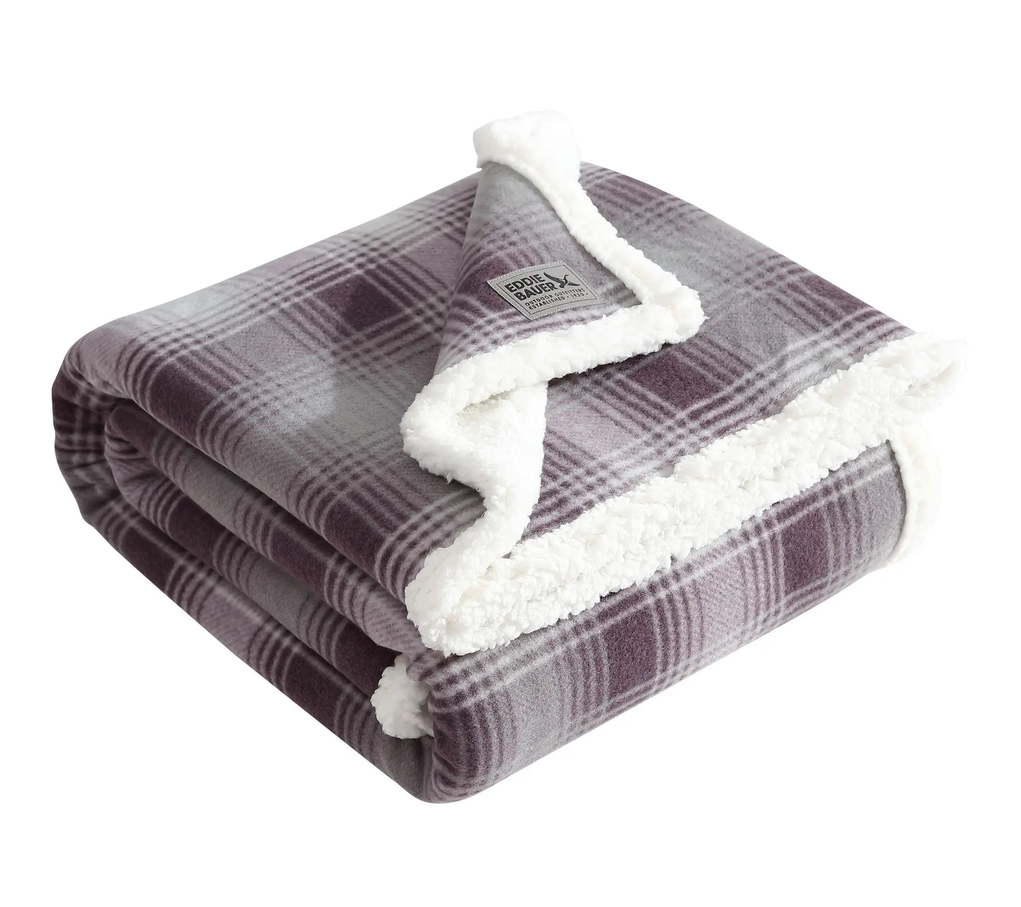 Eddie Bauer Nordic Plaid Purple Polar Fleece 50"X70" Throw