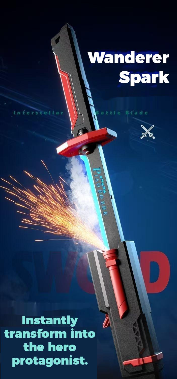 In Stock Spark Edition DKD 31.5" Cyberpunk SparkBlade Lightsaber Toy with Sound & Fog, Eight-Color Streaming Light Effect, Type-C Rechargeable for Rave, Cosplay & Display