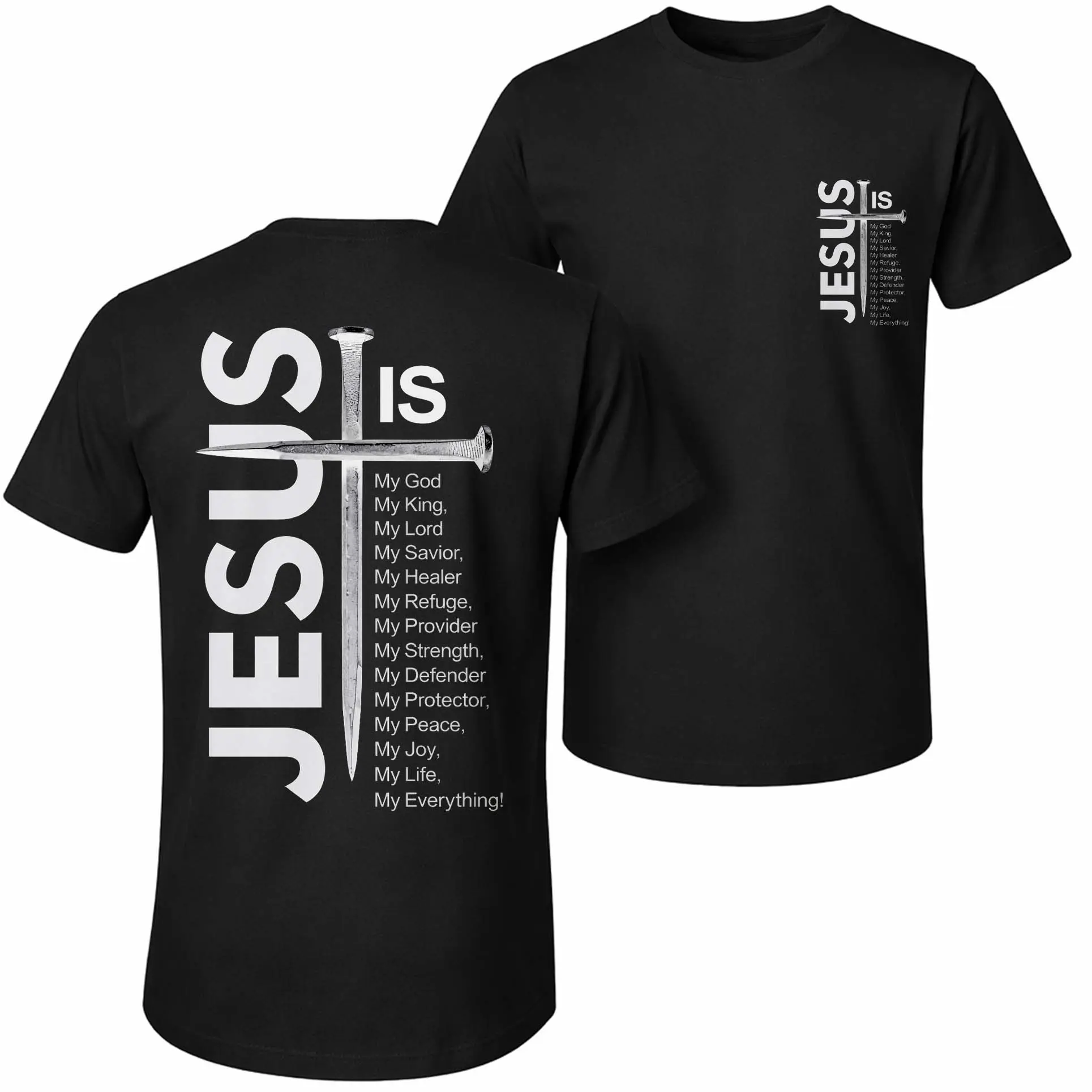 Men's Short-Sleeve Graphic T-Shirt - Jesus and The Cross Print, Casual Loose Relaxed Fit, Classic Crew-Neck, Breathable Fabric, Streetwear Unisex Piece for Spring Summer Wear, Outdoor Fun