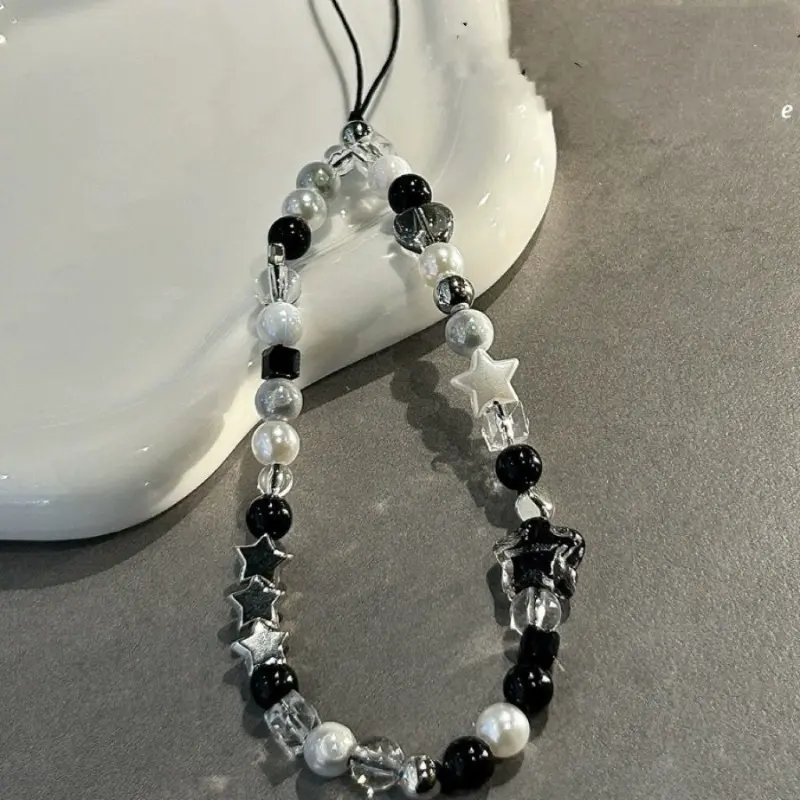 Handmade Beaded Phone Charm Bracelet, Cell Phone Charm, Phone Decoration, Transparent Acrylic Star Design, Fashionable Mobile Accessories, Compatible with Phone Cases & Bags