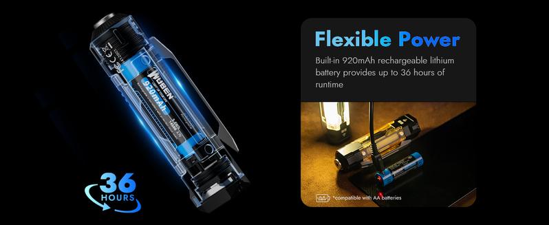 【New for 2026】WUBEN E8 3-in-1 DIY Creative Flashlight, 1300 Lumens, 7 Modes, Rechargeable & Battery Replaceable – for Hiking, EDC, or Emergency Use