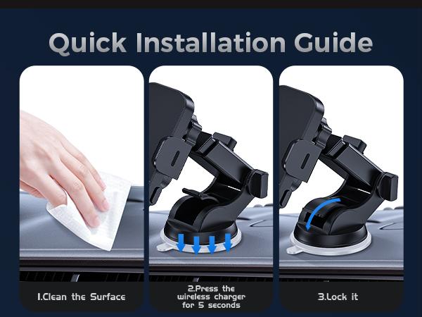 Wireless Car Charger, CHGeek 15W Auto-Clamping Car Mount for Cellphone Charging, Mobile Phone Holder, Smartphone Mount, Tablet Mount, Adjustable Car Charger, Electronic Phone Stand