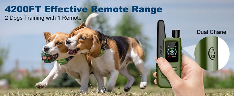 JUGBOW Dog Training Collar 4500FT Dog Training Behavior Aid, Remote IPX8 Waterproof with 4 Training Modes, Outdoor Rechargeable E-Collar DT61