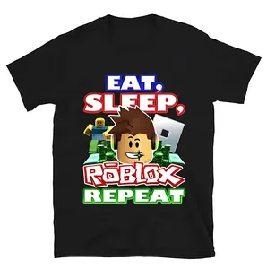 Eat, Sleep, Roblox Repeat Roblox Shirt Showcasing Nostalgic and Iconic Gaming Artwork