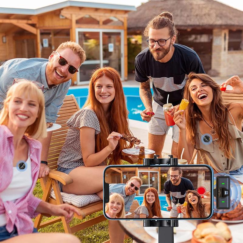 2 Pack Wireless Lavalier Microphone for iPhone15 16, Android, USB C, ipad with Adapter Included, Noise Cancellation Mini Lapel Mic for YouTube, Recording, Vlog, Facebook Live Streaming