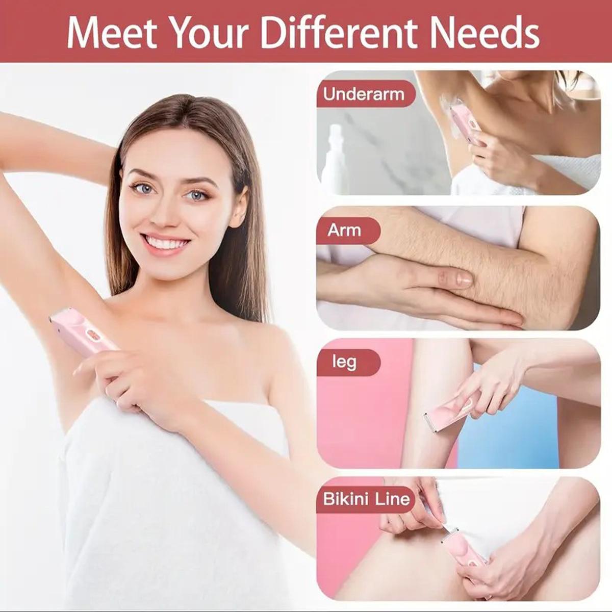 MY HEART FLY Electric Bikini Trimmer for Women, Rechargeable 2 in 1 Body & Facial Hair Removal, Waterproof Wet & Dry Use Trimmer for Face Lip Chin Underarm Legs, Valentine's Day Gift