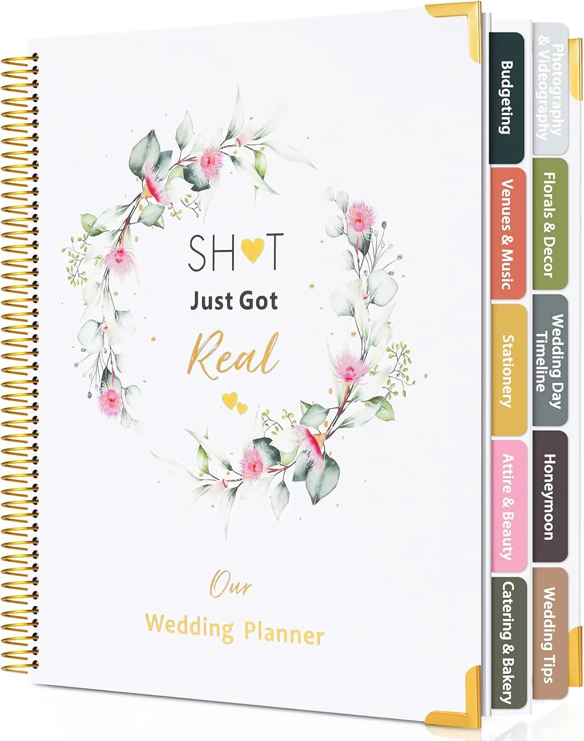 Wedding Planner Book & Organizer - 176-Page Bridal Tool for Newly Engaged Couples, Stress-Free Detail Management, Sticker Checklists, Calendars, Ideal Engagement Gift, 176 Pages