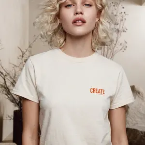 CREATE. T-shirt by alnbrands - 100% Cotton Pre Shrunk Short Sleeve Classic Fit Unisex 3D Fabric Paint Individually Hand Crafted Seamless Rib at Neck Tshirt