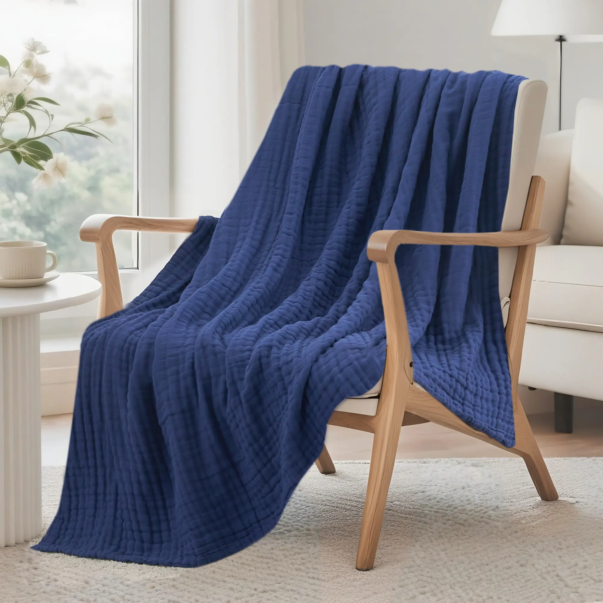 6 Layer 100% Cotton Muslin Blanket, 4 Size Blanket for Bed Couch, Lightweight and Breathable Cotton Gauze for Adult Muilt Colors，decoration collocation
