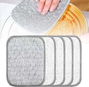 Multipurpose Wire Dishwashing Rags for Wet and Dry, Reusable Wire Miracle Cleaning Cloths, Round Wire Washing Cloth, Non Scratch Wire Dishcloth for Kitchen, Sinks, Pots, Pans (5PCS)