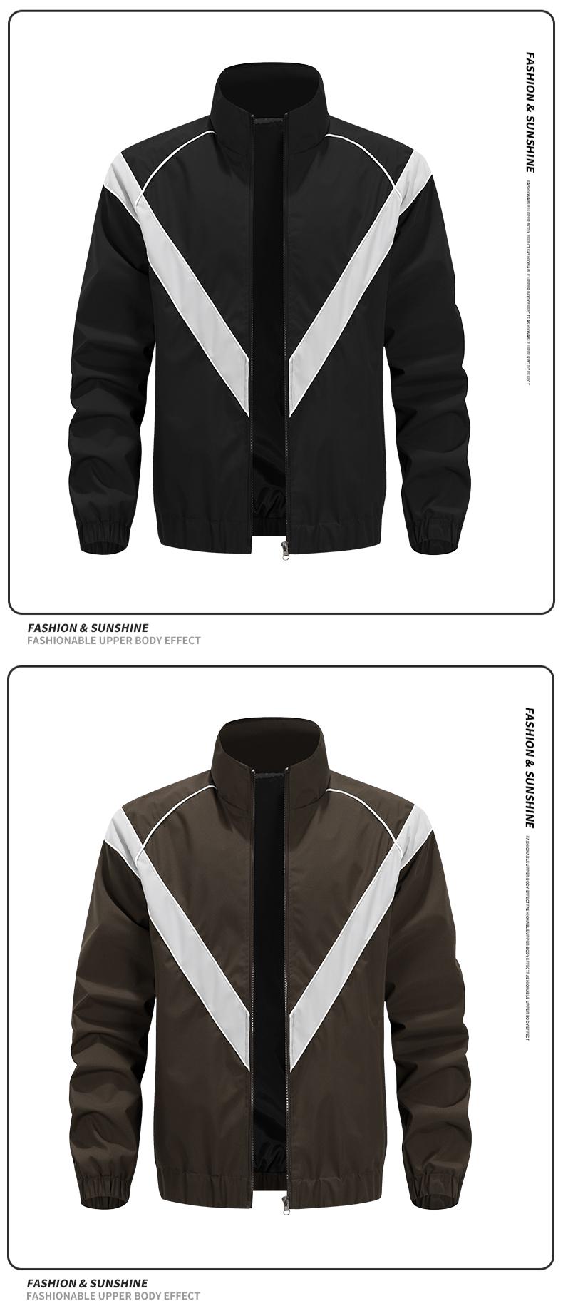 Men's Casual Stand Collar Jacket Features contrasting color trim detailing Windproof and abrasion-resistant surface Ideal for cycling, streetwear, and everyday casual wear Perfect layering piece for outerwear Streetwear apparel Coats Long Sleeve Menswear