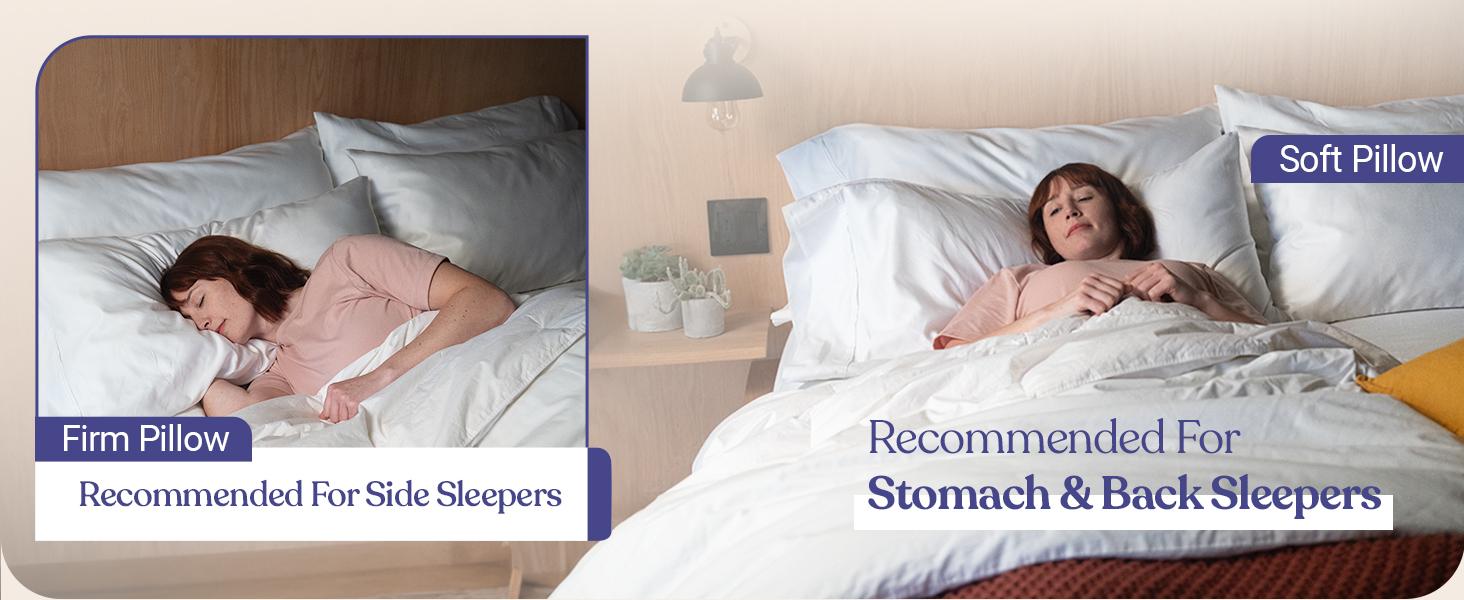 FluffCo Zen Pillow Down Pillow with 600 Fill Power White Duck Down Stomach Sleeper Pillow | Hotel Pillow with 300 Thread Count | 100% Cotton Feather Pillows |Soft Full/Queen Size Pillows 1Pack