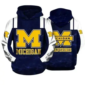 Michigan Football 3D Hoodie, Big Blue College Football Bold Graphic, Perfect Gift for Fans