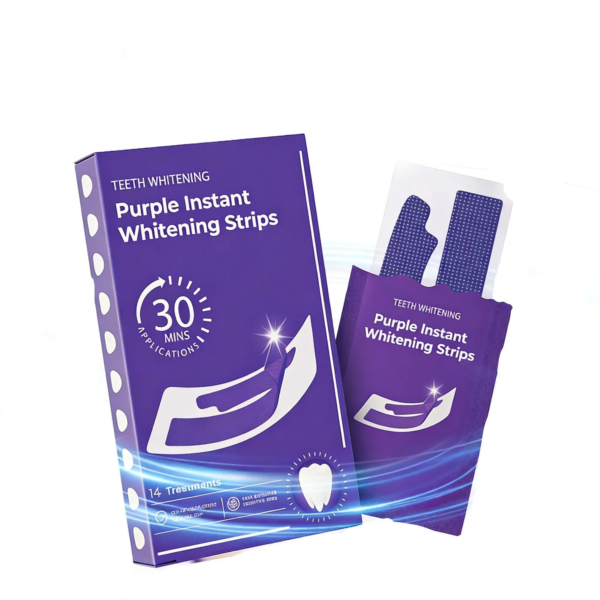 Purple Teeth Whitening Strips,28 PCS Whitening Sessions,Purple Tooth Whitening, Tooth Stain Treatment, Combining Whitening and Colour Correction,Peroxide-Free