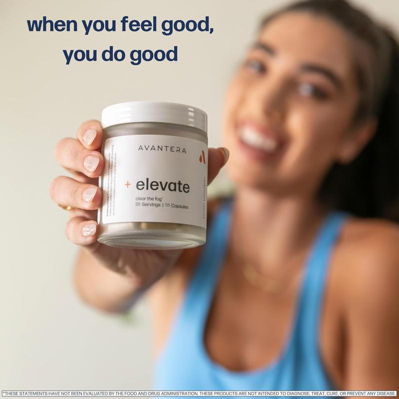 Avantera Elevate Premium Nootropic Supplement - Beat Brain Fog - Best Focus Supplements for Memory & Focus Support - Energy Without Crash - 56 Count Pills for Women & Men*