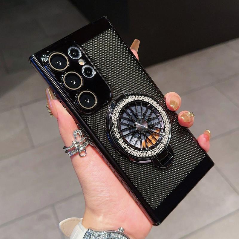 Compatible with S26Ultra/S25Ultra/s24/s23 Rotating gyroscope stand phone case, electroplated heat dissipation mesh shell, fully wrapped lens film phone case -HN311-1