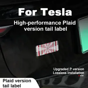 3D PLAID Logo Car Rear Trunk Fender Badge Emblem Sticker Decals For Tesla Model 3 X Y S Auto Styling Accessories