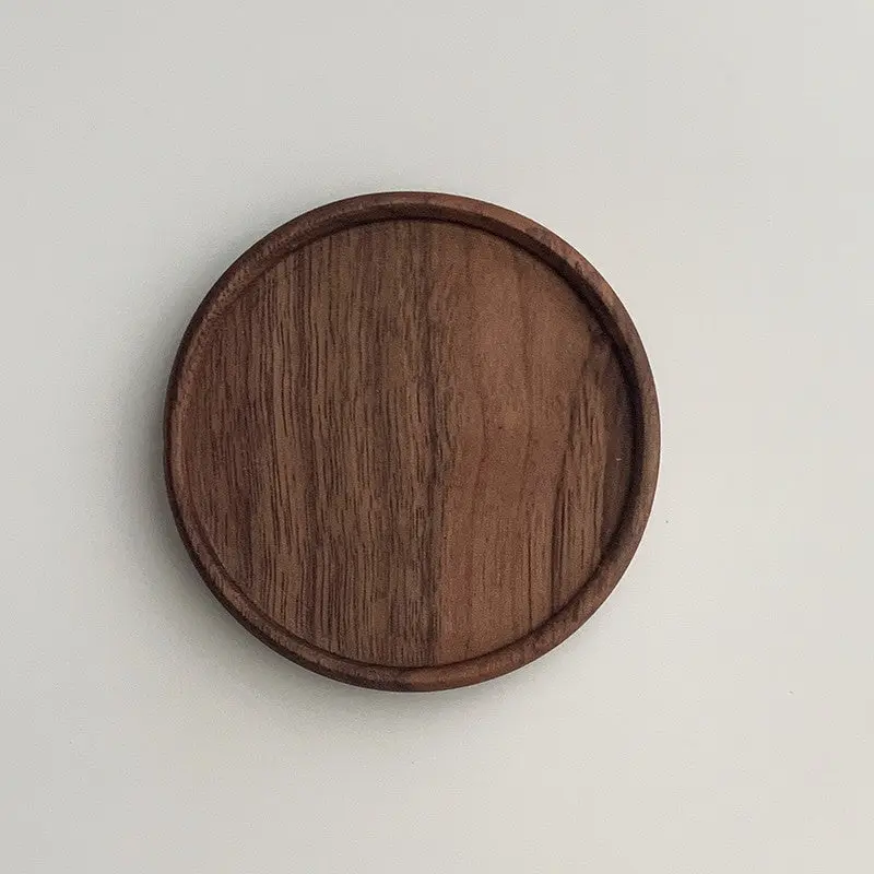 Japanese Walnut Wooden Desk Coasters - Unpainted, Natural, Wax-Free, Insulated Tableware, Stylish Round & Square Options for Room Decor, Desk Coaster, Mugs