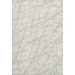 HomeRoots 676853 9 x 12 ft. Ivory & Beige Abstract Transitional Washable Machine Made Rectangle Area Rug with UV Protection