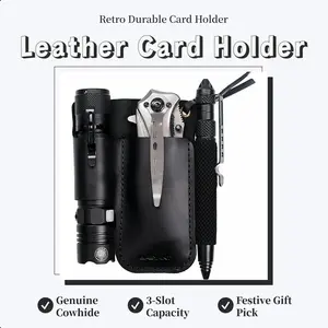 Men's Handmade Leather EDC Organizer Sheath - Tool Pouch Holster, Belt Clip Compatible, Practical Multi-Tool Storage, Ideal For EDC Enthusiasts dad wallet