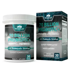 Probiotics 70 Billion CFU – 15 Probiotic strains + Organic Prebiotic+ Postbiotic 3-in-1 Complete – Promotes Healthy Digestive & Immune Function –Gas, Bloating, Constipation Support – for Men & Women