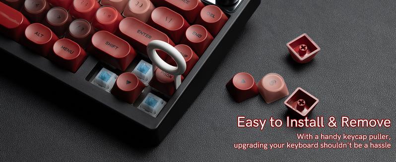 Womier PBT Keycaps, Red Jelly Keycap Berry Kiss Theme MOA Profile, 128 Keys Elegant Cute Custom Key caps for 61/68/84/87/98/100 Cherry Gateron MX Mechanical Keyboards