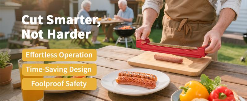 Hot Dog Slicing Tool - Pop-Out Criss Cross Slicer with Stainless Steel Blades for Kitchen Grilling Tailgating Camping BBQ