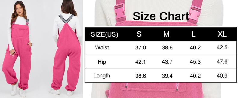 YeeZaa Fleece Sherpa Overall Fuzzy Loose Fit Bib Pants with Adjustable Straps Zippered Pockets - 2026 Fall/Winter Warm Women's Casual Thermal Baggy Buckle Jumpsuit