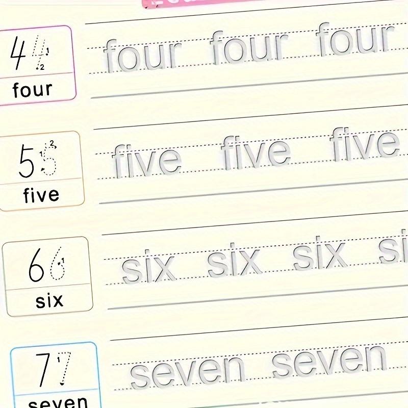 Grooved Handwriting Learning Tool Workbooks for Kids, 4 Pcs Reusable Magic Practice Copybooks with 1 Pen, 6 Refills & 1 Random Color Pen Grip, Journal Kit Set