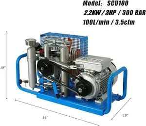 Portable 3HP (4500 PSI) High-Pressure Air Compressor - 230V for Scuba, PCP & Paintball