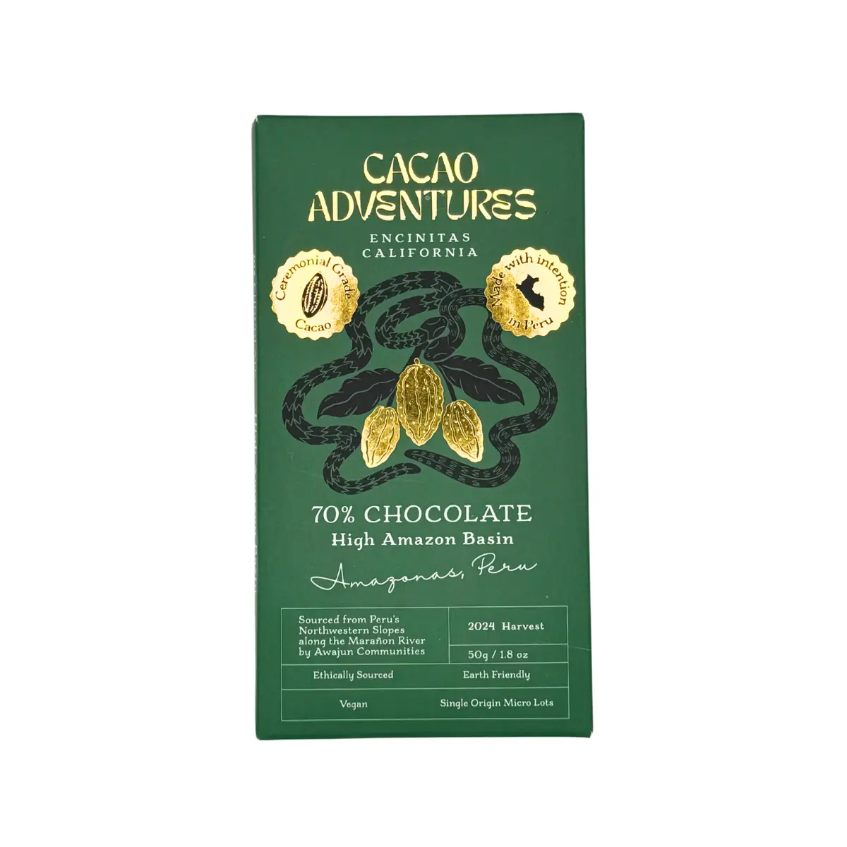 70% Ceremonial Grade Cacao Bar - High-Amazon Basin