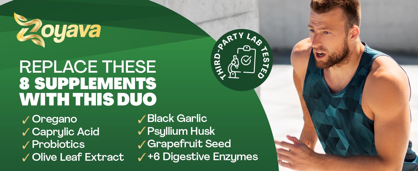 Zoyava CanDitox Supplement - Candida Cleanse All-in-One Supplement for Gut and Colon Support with 12+ Extra Strength Ingredients, 60 Capsules, MADE IN USA