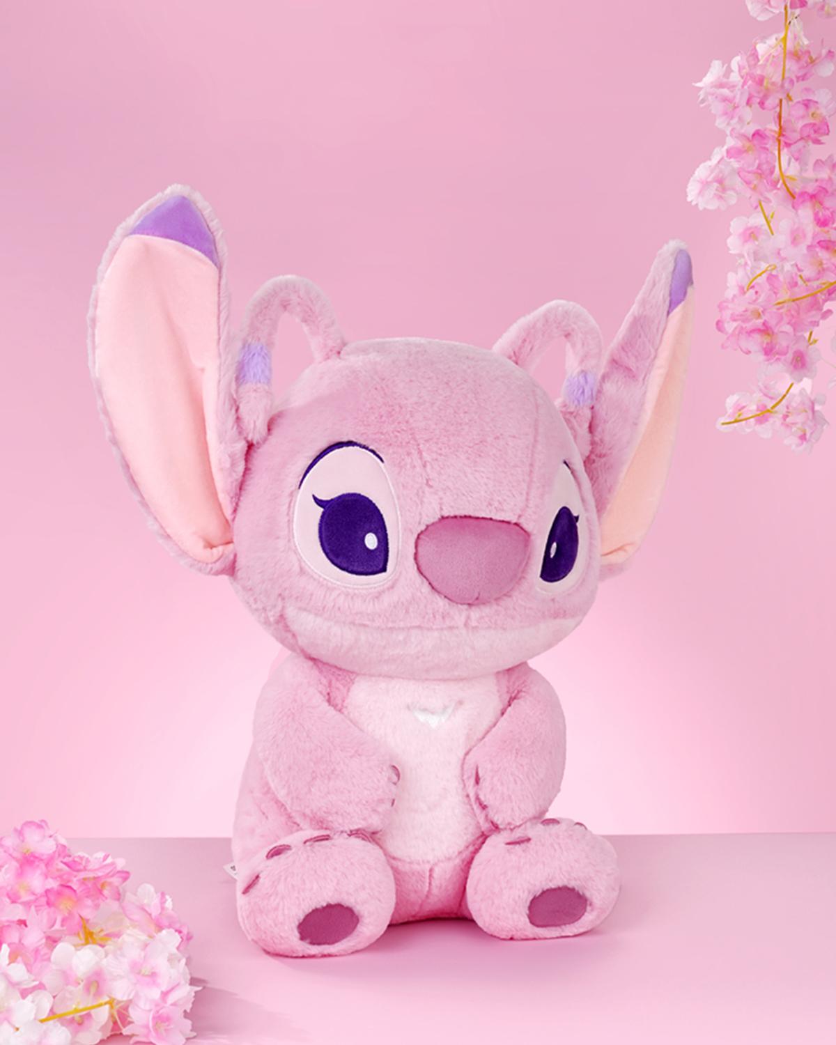 Disney Stitch Series-Big Sitting Doll-Angel No. 18 Soft Pink Plush Toy for Kids Collectors and Home Decor