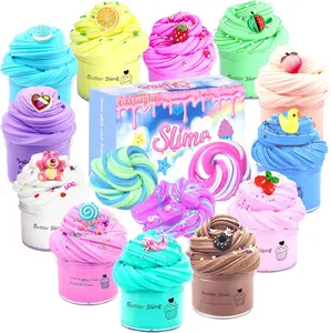 12 Pack Scented Butter Slime Kit with Cake Charms, Assorted Butter Slime Party Kit, Vanilla Strawberry Chocolate Butter Slime, Stress Relief Slime for Kids