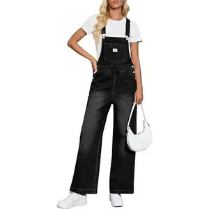 Cicy Bell Women's Denim Bib Overalls Casual Adjustable Strap Wide Leg Jean Jumpsuits Loose Fit Long Rompers with Pockets