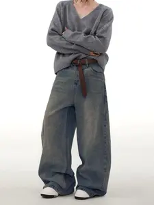 UPTHE Men‘s Y2K Baggy Jeans Wide Leg Skateboard Pants Streetwear Loose Fit Denim Trousers