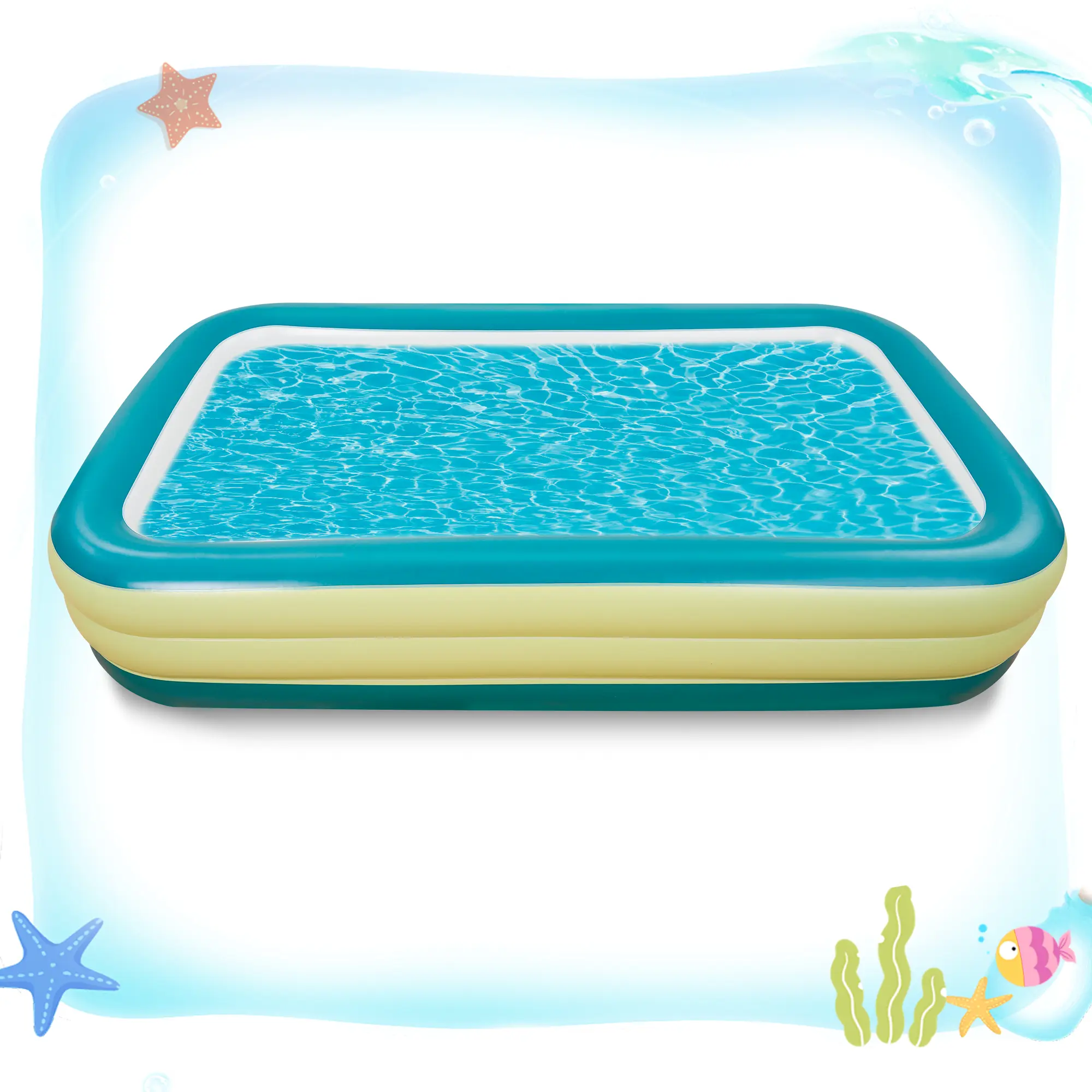Inflatable Swimming Pool 120"x72"x22" Blow up Pool , Full-Sized Above Ground Family Pool, Summer Water Party, Backyard, Outdoor Beach Garden Lawn , Yellow