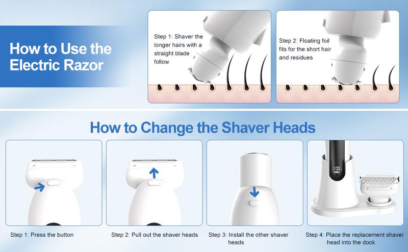 SEALIGHT 2 in 1 Shaver, Wet-Dry Usable Electric Shaver, USB Rechargeable, Hair Removal for Face, Legs, Cordless Waterproof Trimmer with Head Base, Painless Epilator, remington shaver, shaver for men #springtok