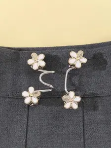 Flower Design Pant Waist Tightener,  Detachable Fashion Waist Buttons Pins, No Sewing Waistband Tightener for Indoor & Outdoor