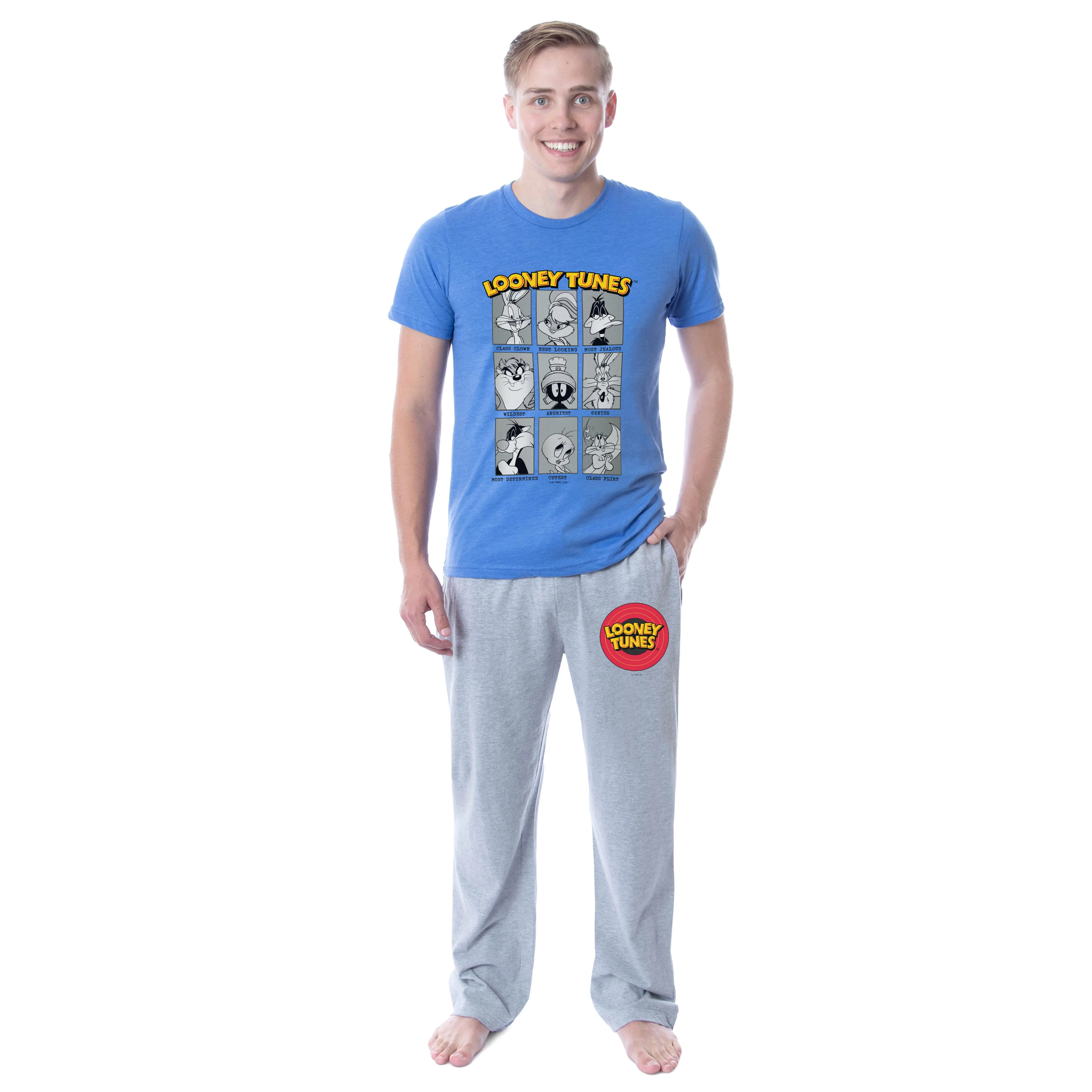 Looney Tunes Mens' Yearbook Superlative Characters Bugs Bunny Lola Bunny Daffy Duck Sleep Pajama Set